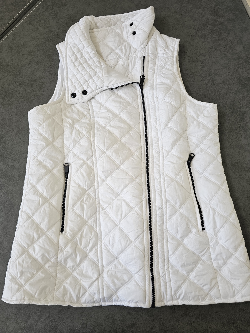 Quilted Sleeveless Vest Jacket - White Medium